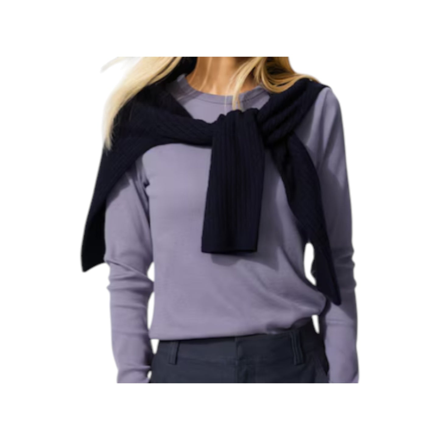 Uniqlo Soft Rib Crew Neck Tee – Long Sleeve Light Purple (Women’s)