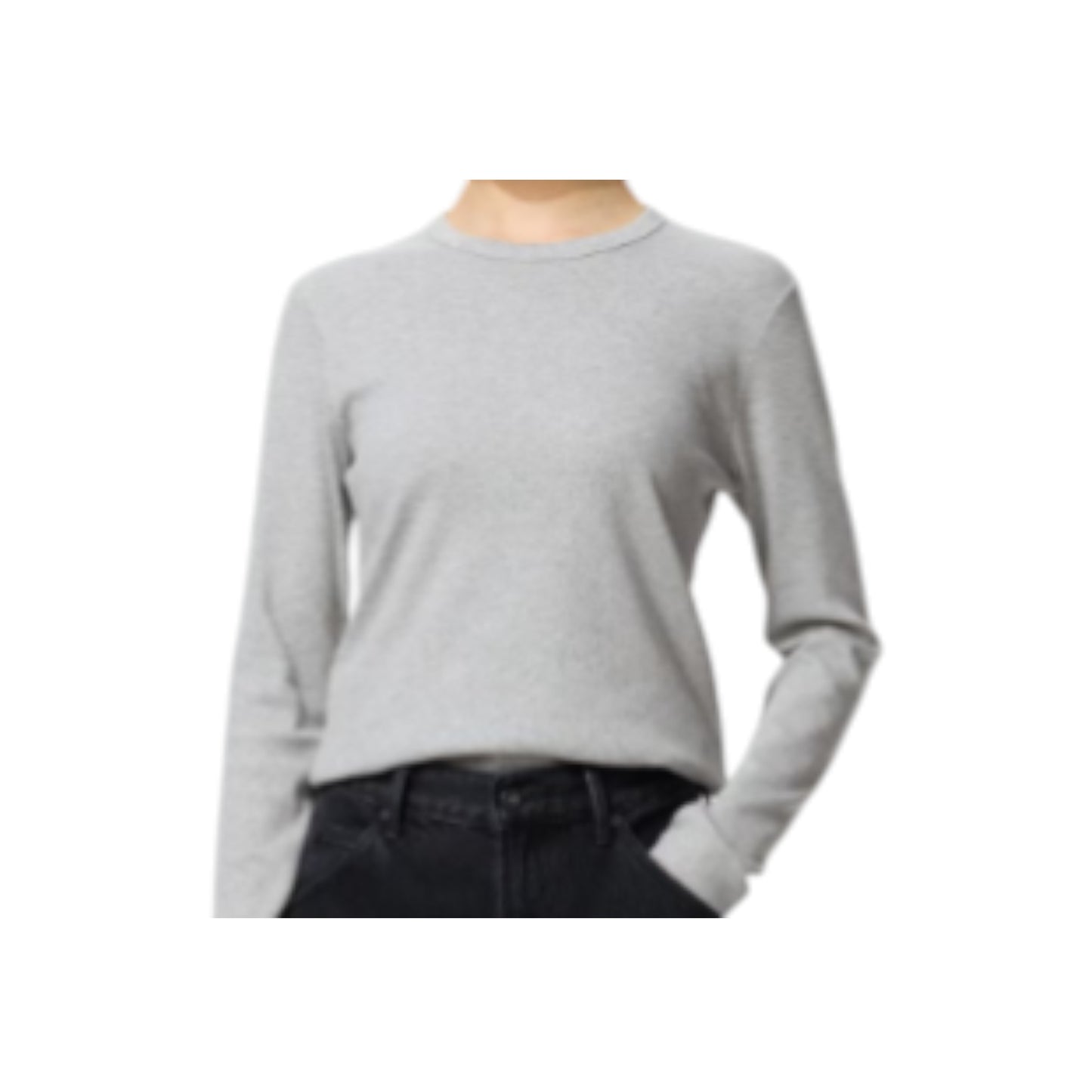 Uniqlo Soft Rib Crew Neck Tee – Long Sleeve Light Gray (Women’s)