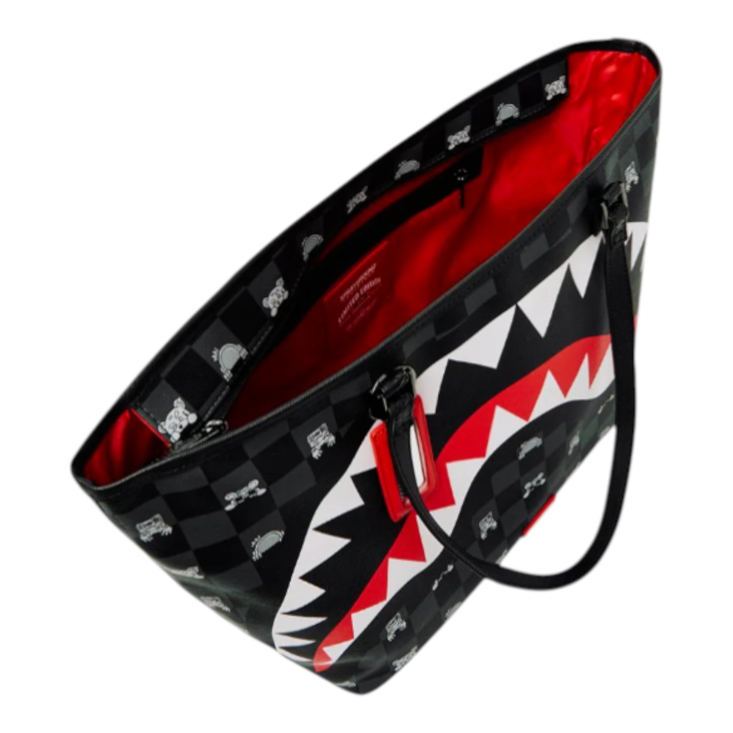 Sprayground GRAY PEEKING CHARACTER CHECK TOTE