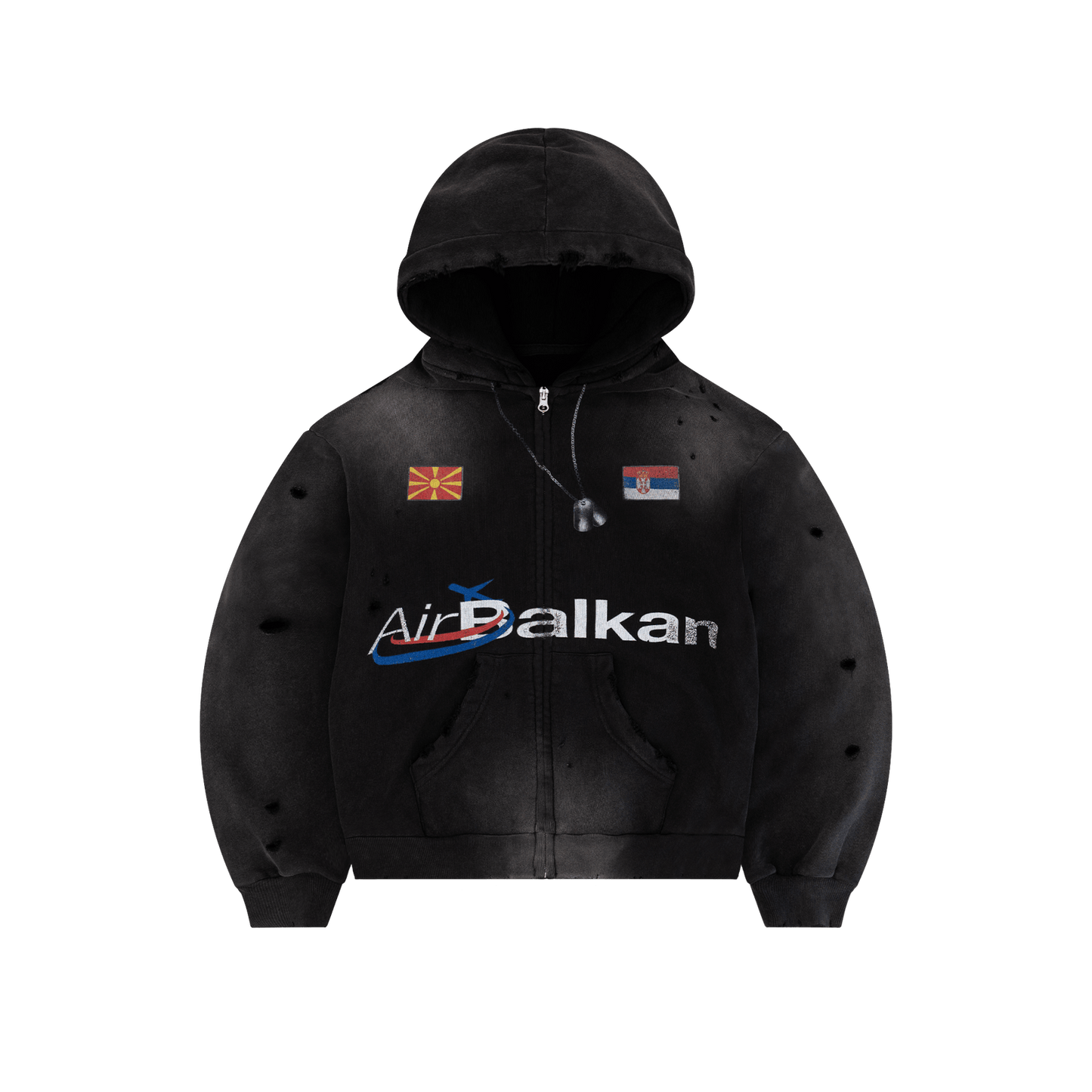 Balkan Zip Hoodie Vintage Black