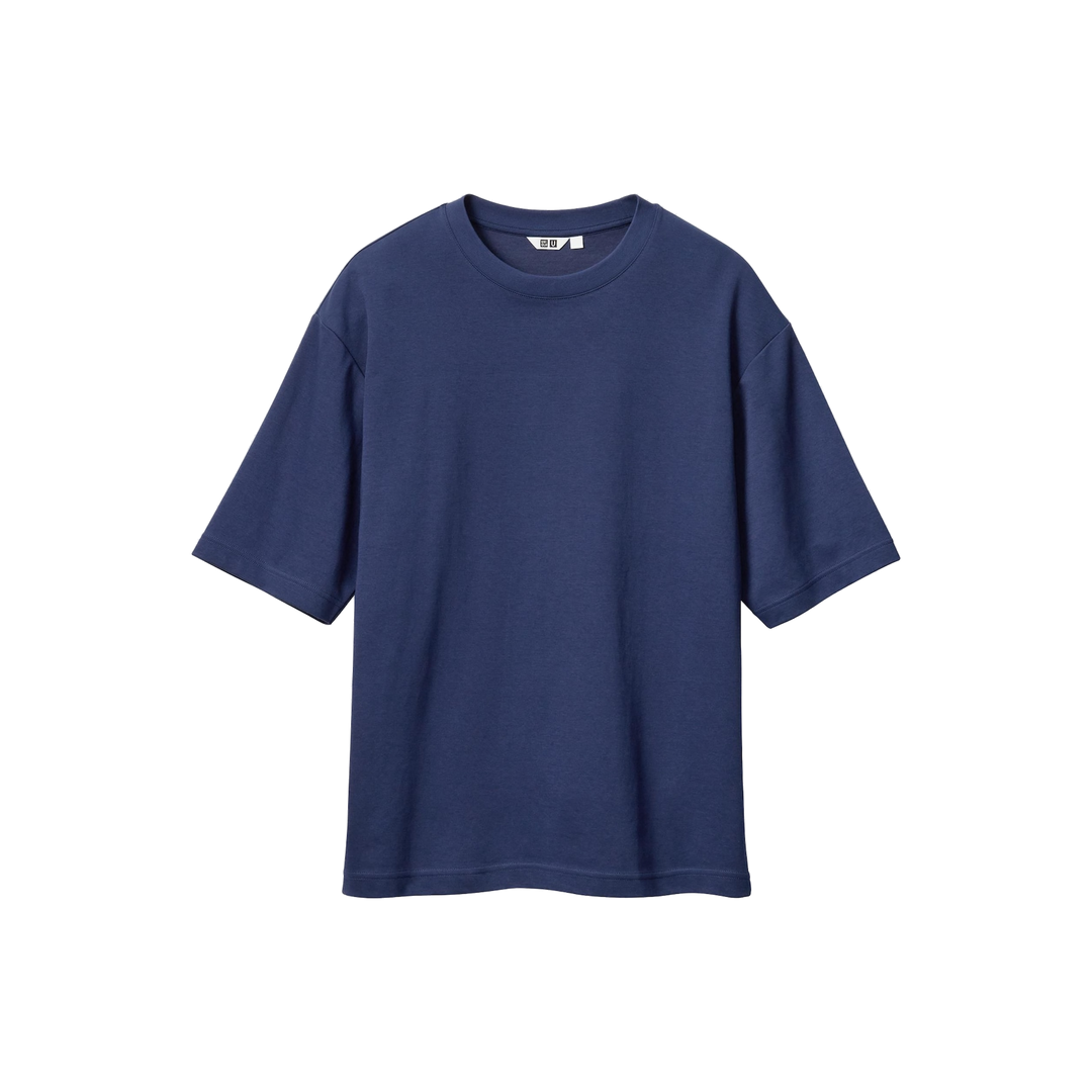 HypeSelection UNIQLO AIRism Cotton Oversized T-Shirt in navy, front view