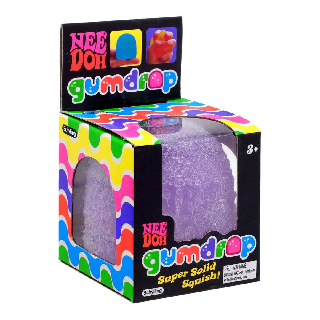 HypeSelection NeeDoh Gumdrop Purple squishy fidget toy in official packaging.