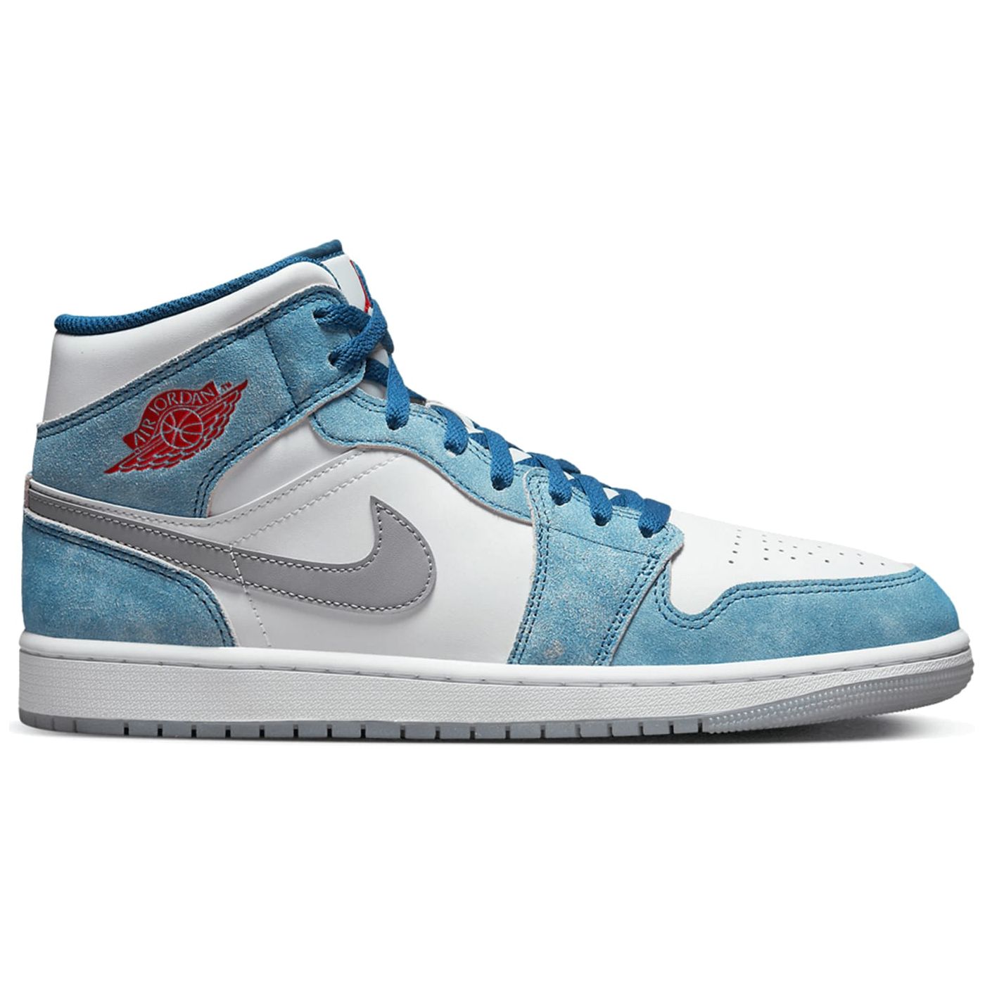 Jordan 1 Mid French Blue Fire Red