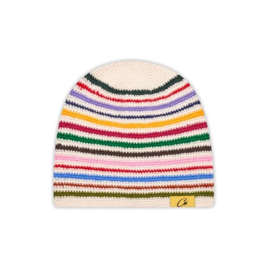 Crochet Beanie White Multi Color