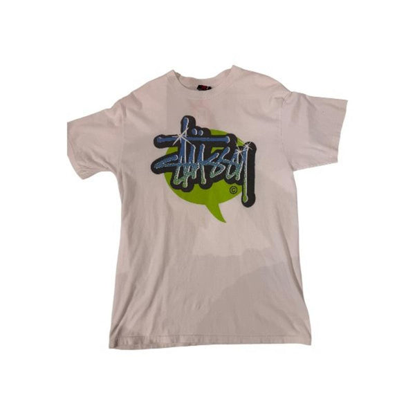 Vintage Stussy White Green Script