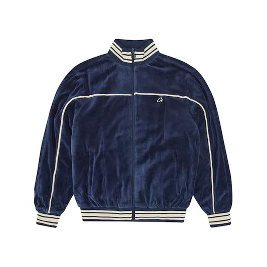 Corteiz VVS Uptown Velour Track Jacket Navy