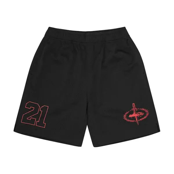 Corteiz x Slaughter Gang 21 Savage Mesh Shorts Black