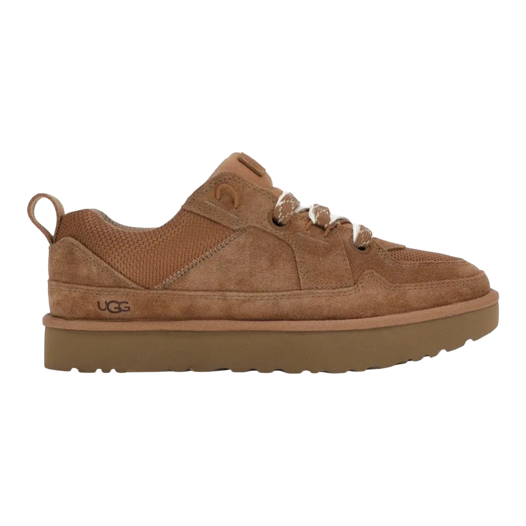HypeSelection UGG Lowmel Lo Sneaker in Chestnut, crafted from suede and recycled mesh with a sugarcane EVA sole.