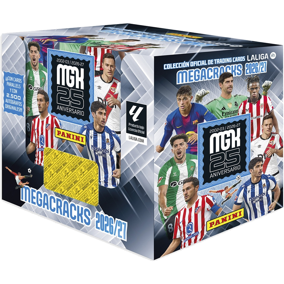 Panini LaLiga MegaCracks 2026/27 sealed box containing 50 packs