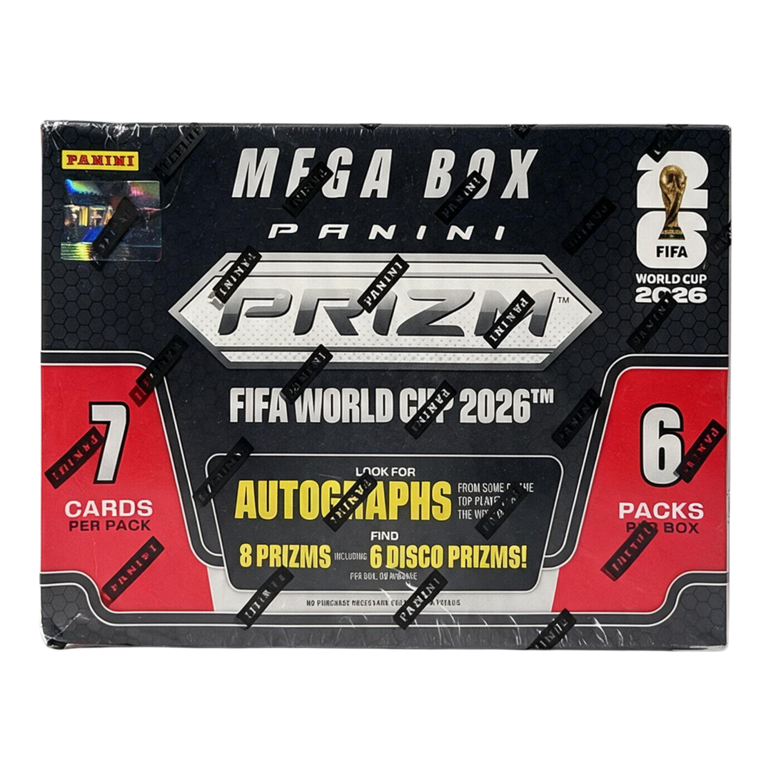 HypeSelection 2026 Panini Prizm FIFA World Cup Soccer Mega Box featuring red and black branding and card details
