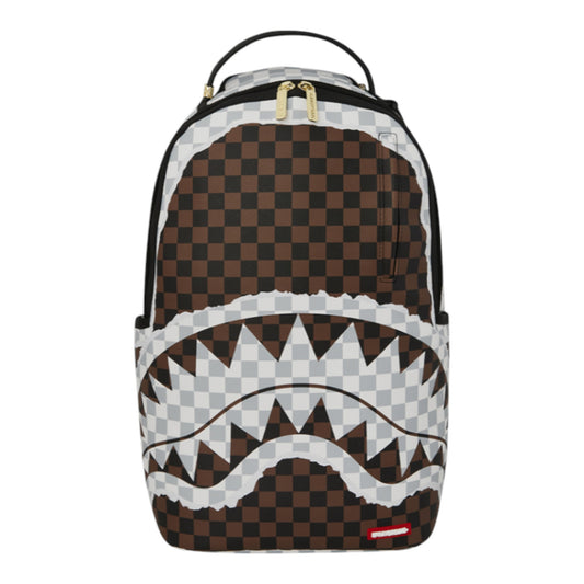 Sprayground Cream And Brown Tear Check Backpack