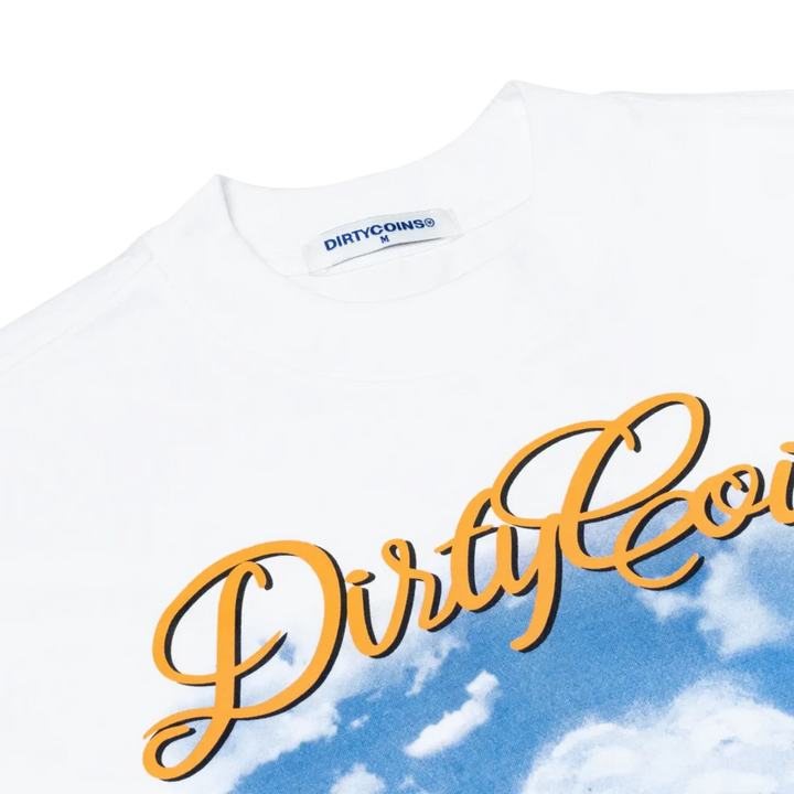 DirtyCoins DCxRS Desert Sky T-Shirt White, 100% cotton with a graphic print of a sky and clouds.