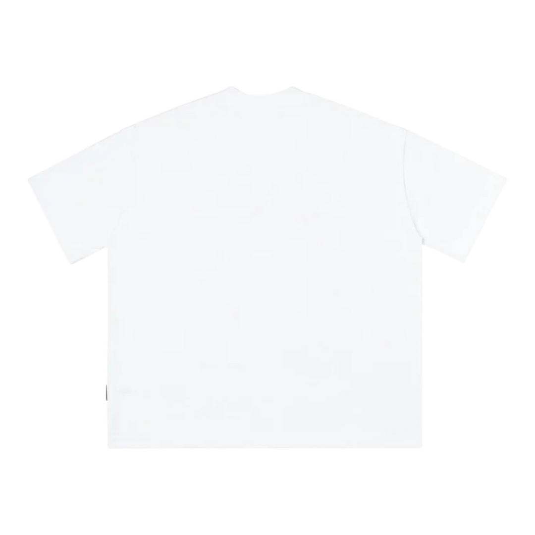 DirtyCoins DCxRS Desert Sky T-Shirt White, a 100% cotton tee with a boxy fit and textured graphic print.