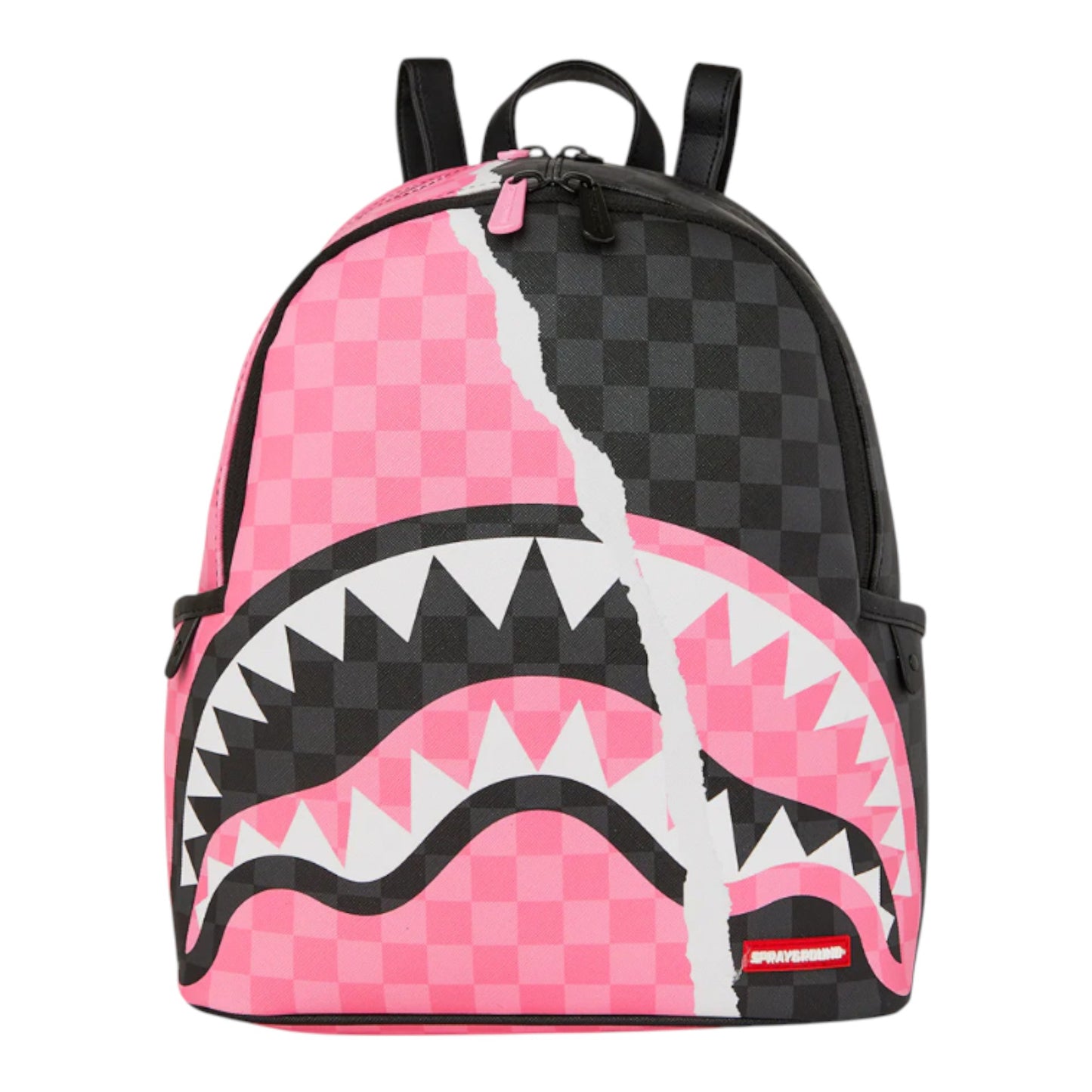 Sprayground Pink And Black Tear Sip Savage Backpack