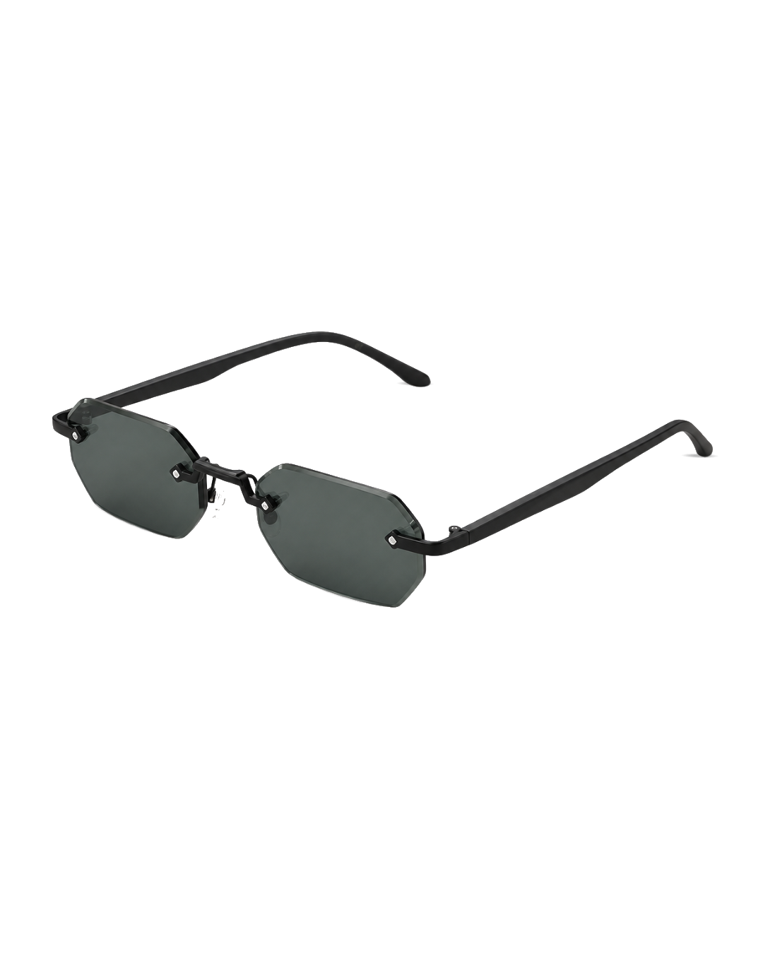 Ryoko FacetRoyale BlackForest sunglasses with rimless black frame and forest-green lenses
