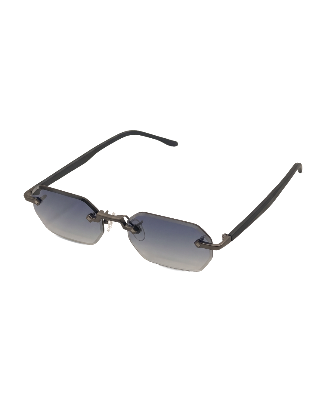 Ryoko FacetRoyale GraphiteDusk sunglasses with rimless gunmetal frame and blue gradient lenses