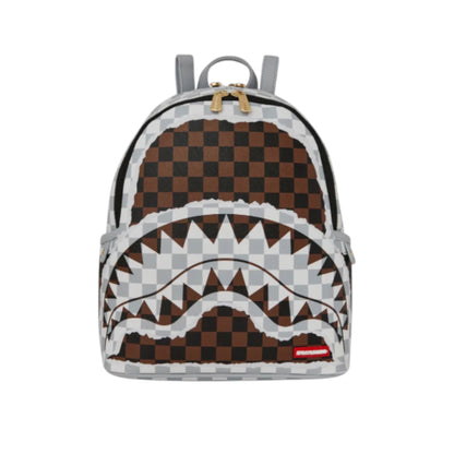 Sprayground Cream And Brown Tear Check Savage Backpack