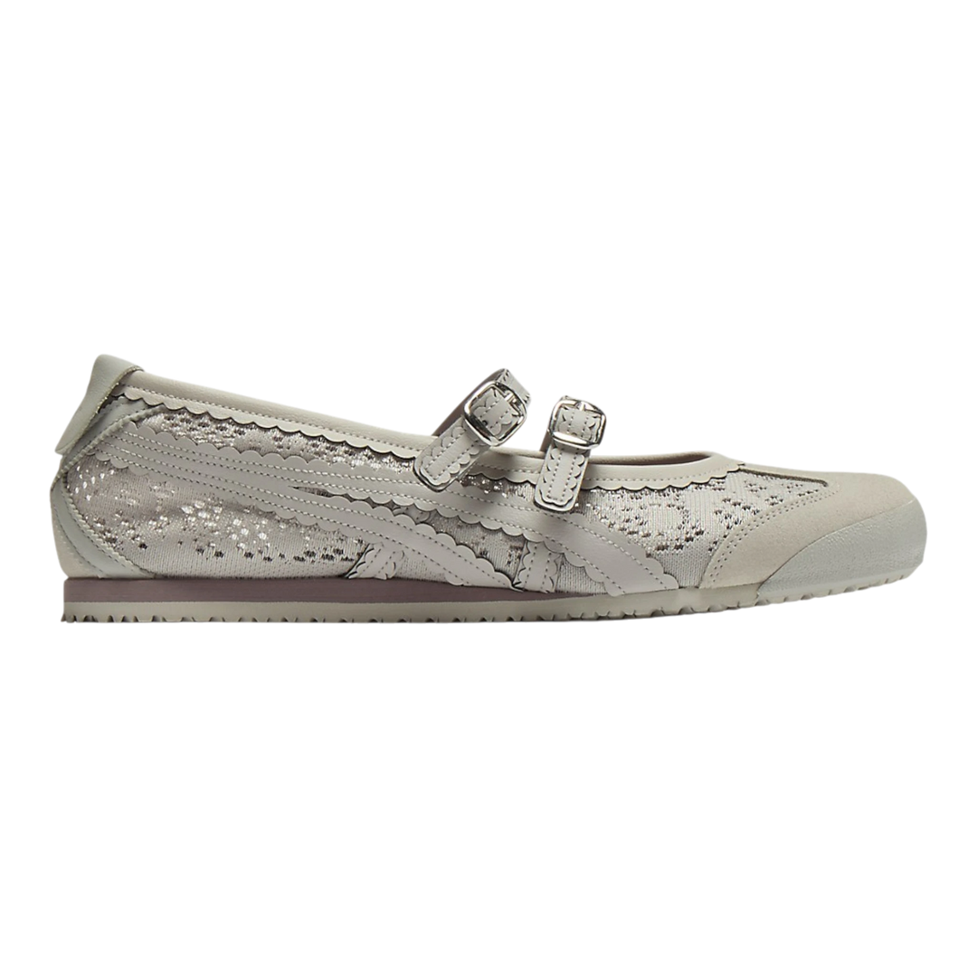 HypeSelection Onitsuka Tiger Mexico 66 TGRS ballet-style sneaker in oyster grey with double buckle straps and lace detail