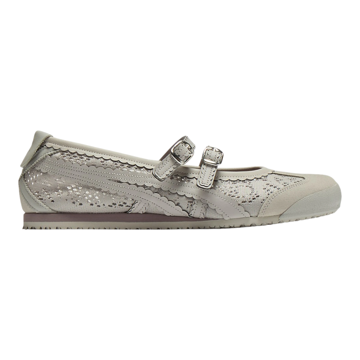 HypeSelection Onitsuka Tiger Mexico 66 TGRS ballet-style sneaker in oyster grey with double buckle straps and lace detail