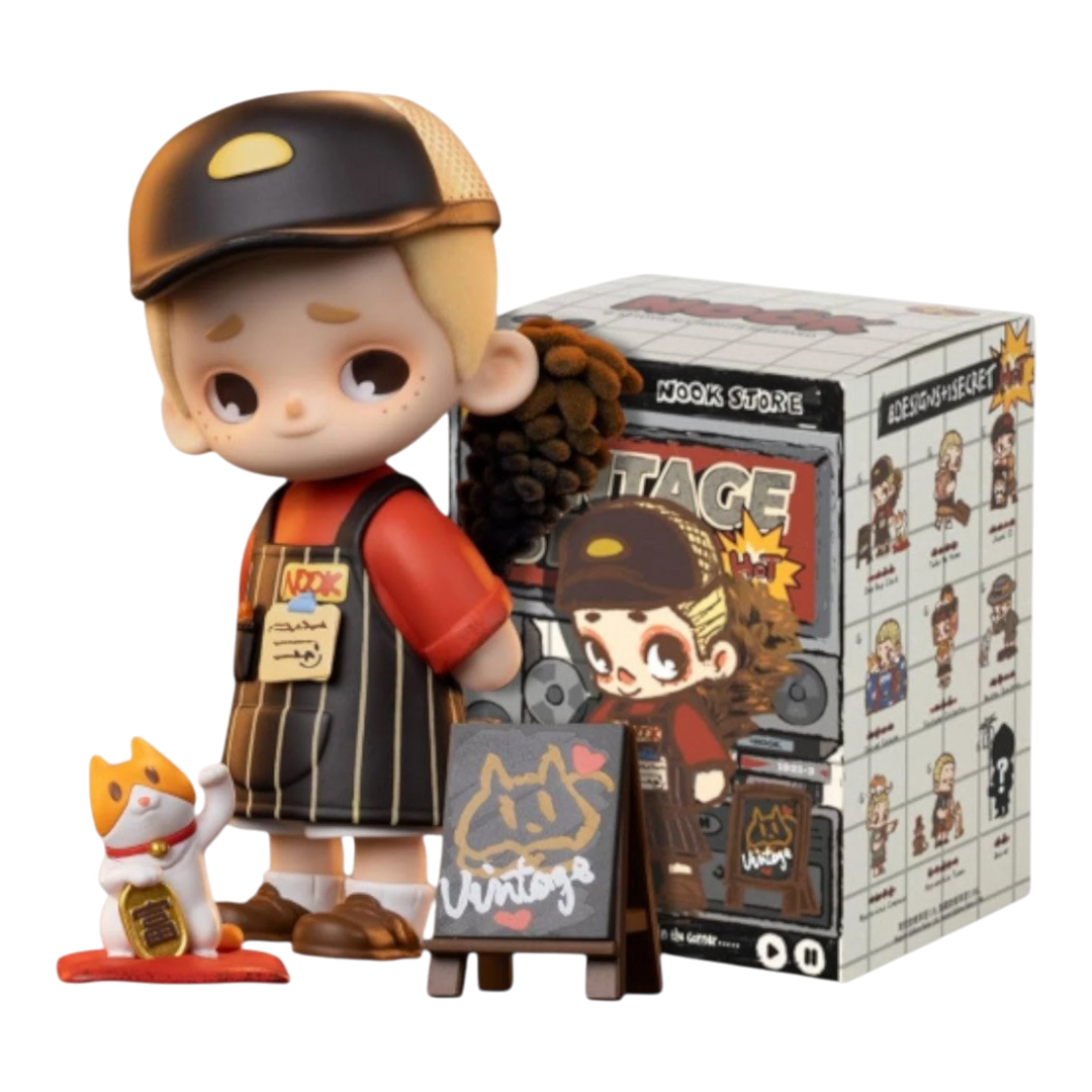 HypeSelection 52TOYS NOOK Vintage Store blind box collectible figure with cat and sign. PVC/ABS.