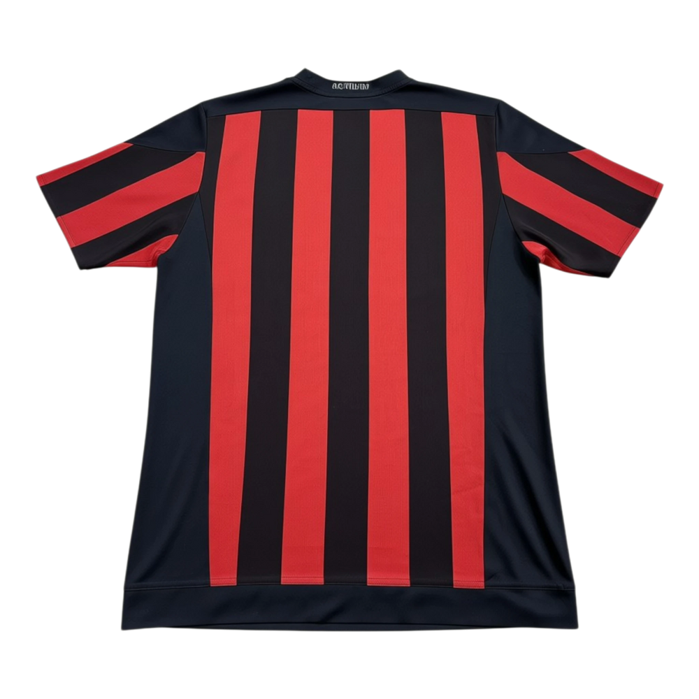HypeSelection Vintage 2015-16 AC Milan Home Shirt, black and red vertical stripes, polyester, short sleeves, crew neck.