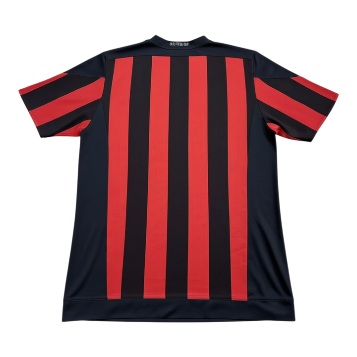 HypeSelection Vintage 2015-16 AC Milan Home Shirt, black and red vertical stripes, polyester, short sleeves, crew neck.