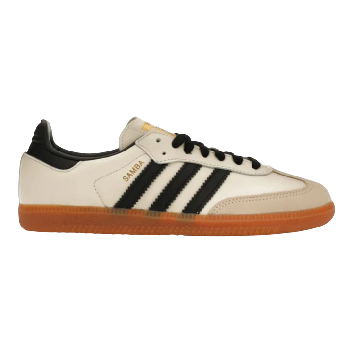HypeSelection adidas Samba OG cream white leather sneakers with Sand Strata suede overlays and gum sole.