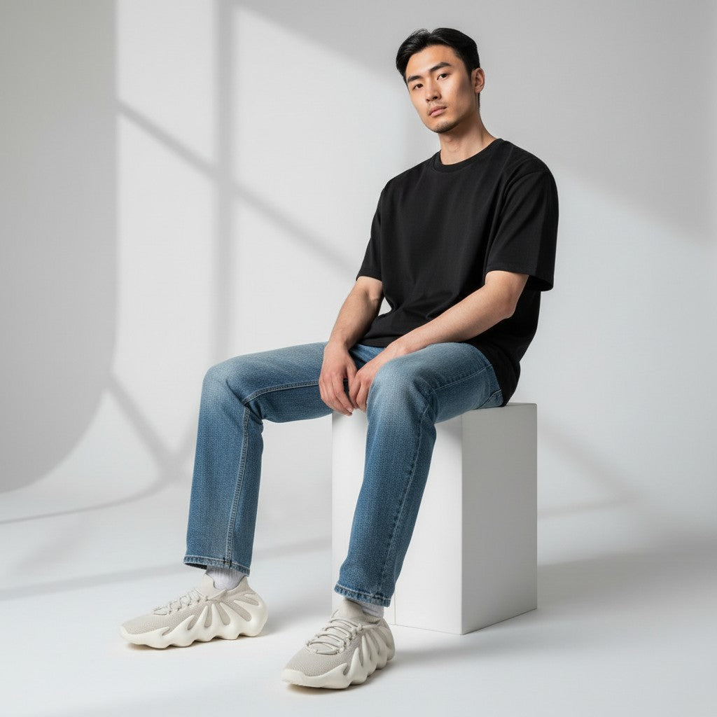HypeSelection adidas Yeezy 450 Cloud White knit sneakers with unique EVA foam sole and integrated lacing.