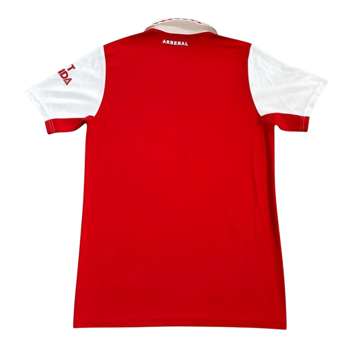 HypeSelection Vintage 2022-2023 Arsenal Home Shirt, red with white sleeves and collar, polyester, AEROREADY technology.