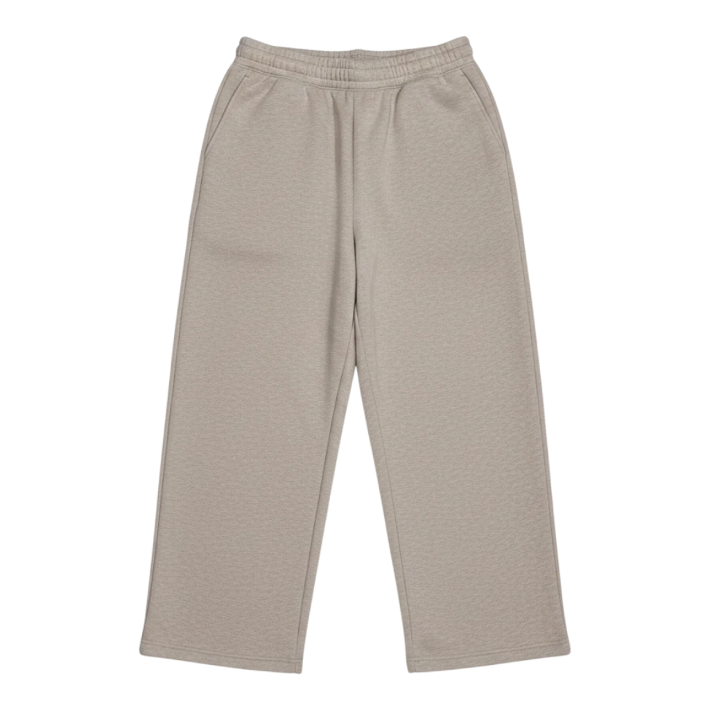 HypeSelection beige cotton-blend wide-leg sweatpants with elastic waistband and adjustable drawstrings.