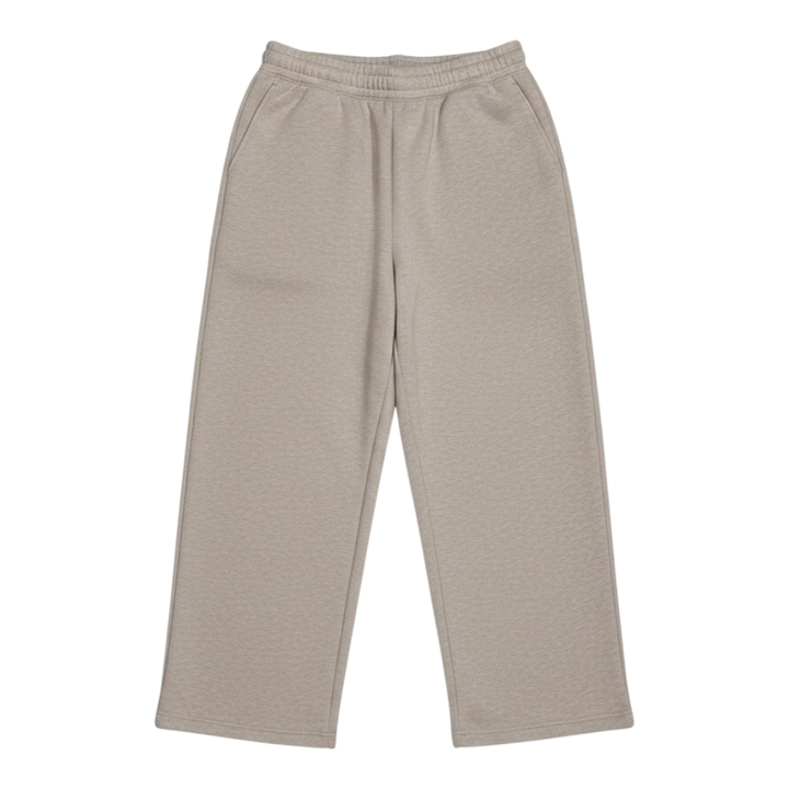 HypeSelection beige cotton-blend wide-leg sweatpants with elastic waistband and adjustable drawstrings.