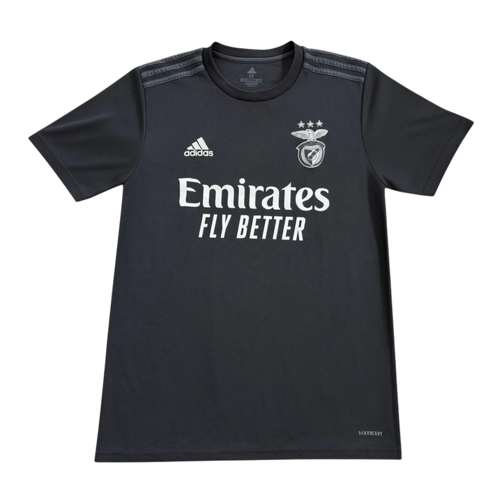 HypeSelection vintage black adidas SL Benfica away jersey with silver metallic details and Emirates Fly Better sponsor. 100% polyester.