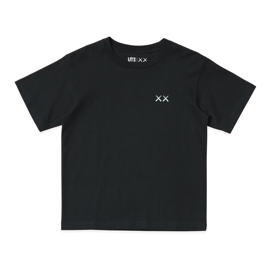 HypeSelection black KAWS Universe relaxed fit t-shirt with white embroidered XX chest motif