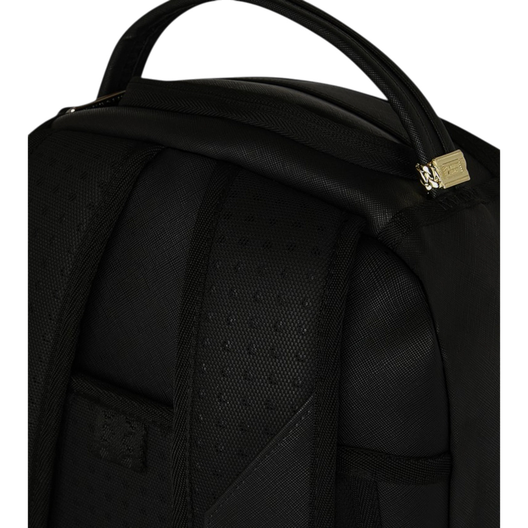HypeSelection black synthetic backpack with iconic shark mouth design and wave graphic. Padded straps.