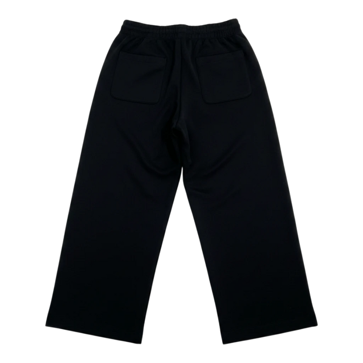 HypeSelection black cotton-blend sweat wide pants with elastic waistband and two back pockets.