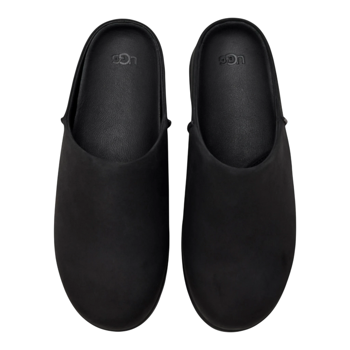 HypeSelection black nubuck leather UGG Otzo Clog slip-on shoes with contoured EVA footbed and durable outsole.