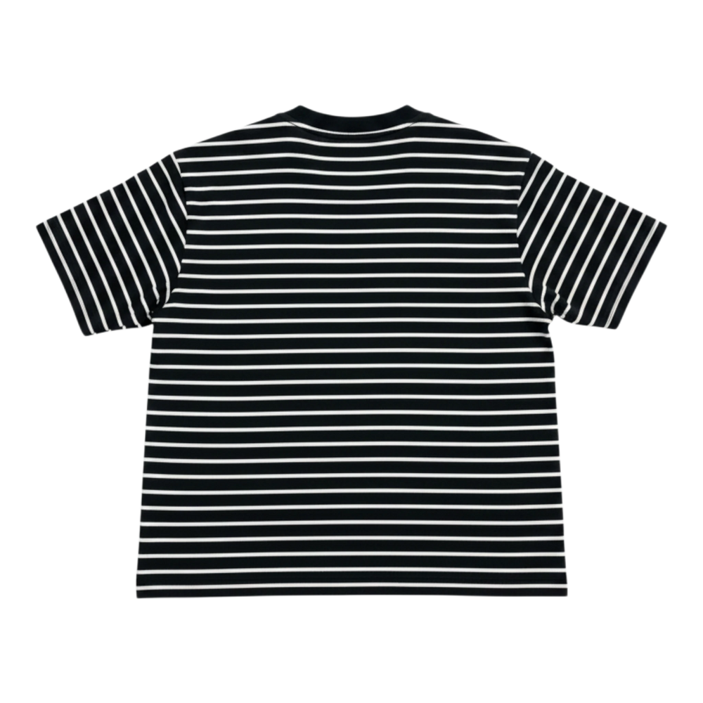 HypeSelection women's black and white striped AIRism cotton t-shirt with a relaxed fit and ribbed neckline.