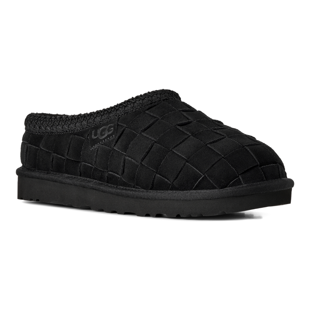 HypeSelection black UGG Tasman woven suede slip-on slipper with plush lining and lightweight EVA outsole