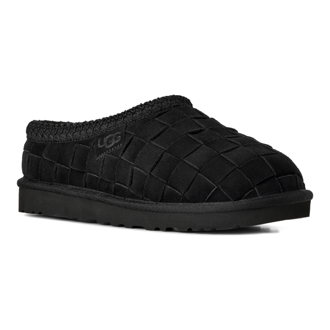 HypeSelection black UGG Tasman woven suede slip-on slipper with plush lining and lightweight EVA outsole