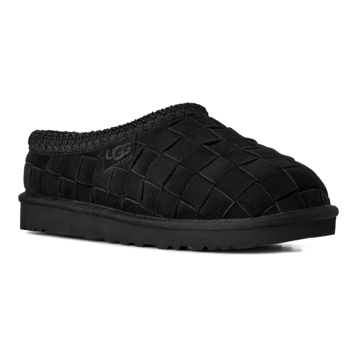 HypeSelection black UGG Tasman woven suede slip-on slipper with plush lining and lightweight EVA outsole