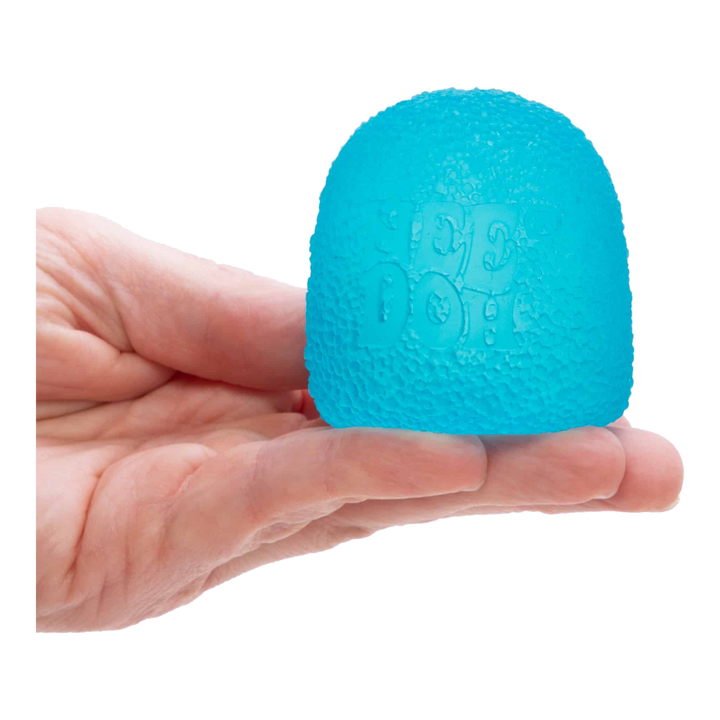 HypeSelection blue NeeDoh Gumdrop sensory fidget toy with a textured surface held in a palm