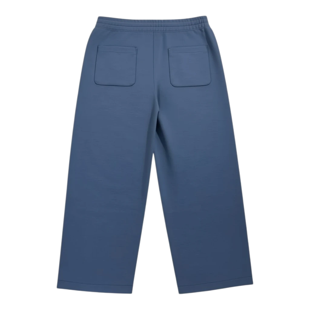 HypeSelection blue Uniqlo C wide sweatpants with elastic waistband and adjustable drawstrings at the hem.