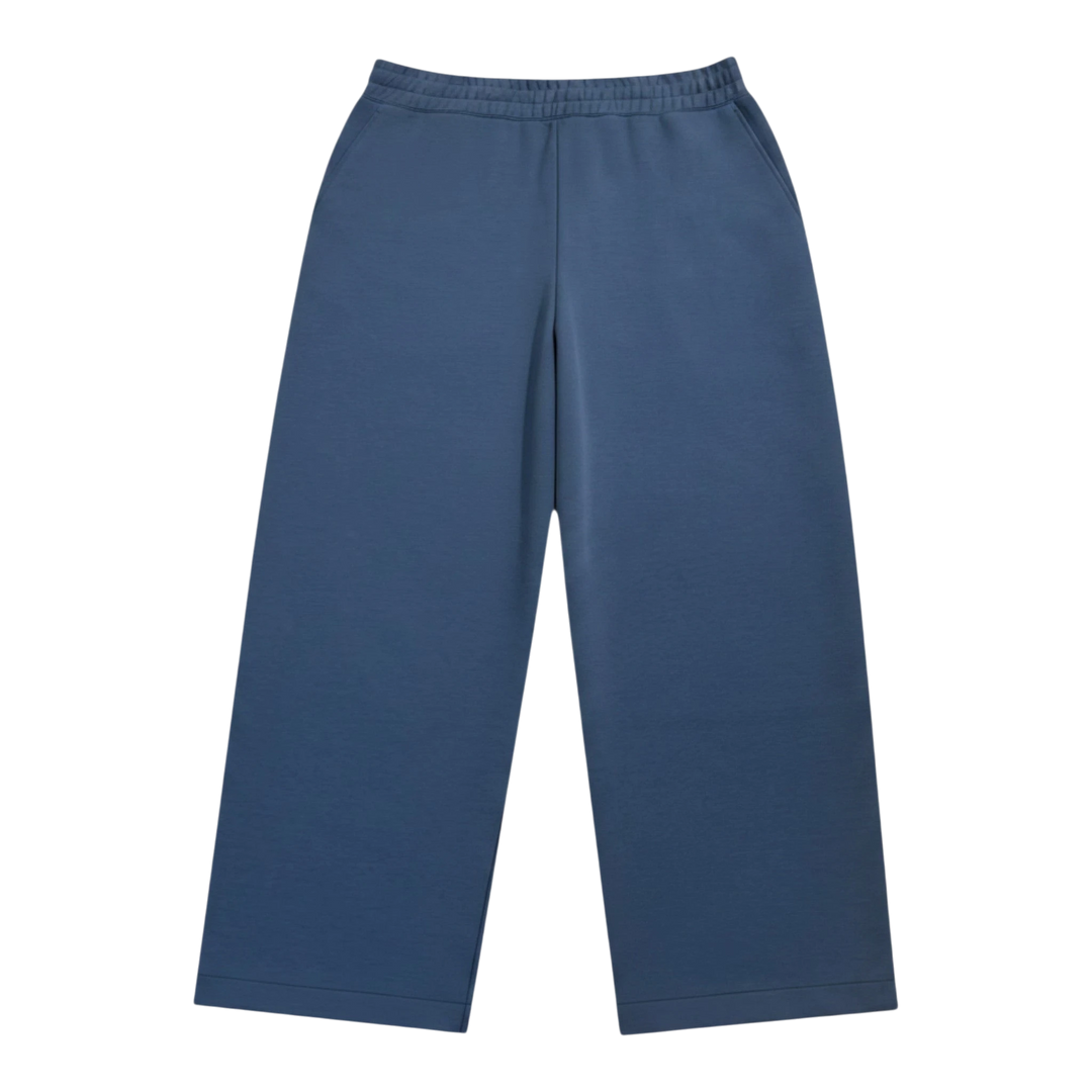 HypeSelection Uniqlo C Wide Sweatpants in blue, men's/unisex, with a high-rise fit and adjustable hem drawstrings.