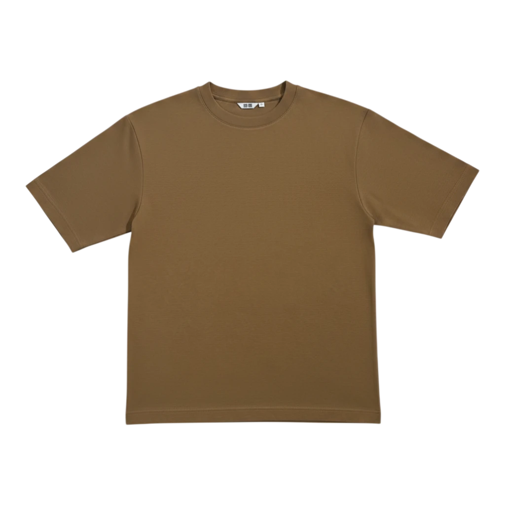 HypeSelection brown AIRism cotton-blend oversized t-shirt with half sleeves and crew neck.