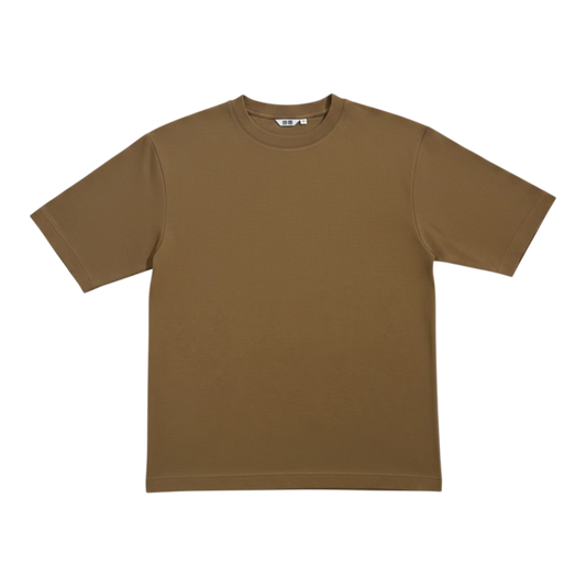 HypeSelection brown AIRism cotton-blend oversized t-shirt with half sleeves and crew neck.