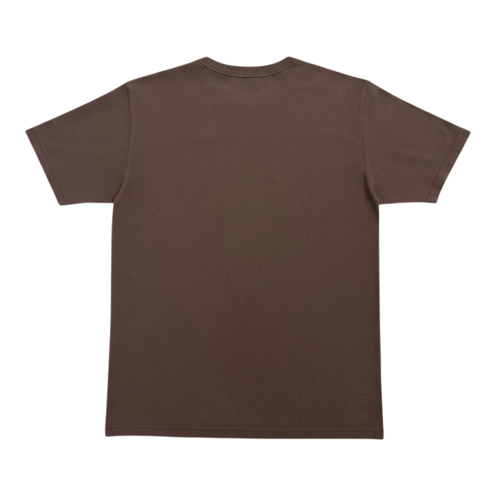 HypeSelection brown heavyweight cotton crew neck t-shirt for men, featuring a structured fit and reinforced collar.