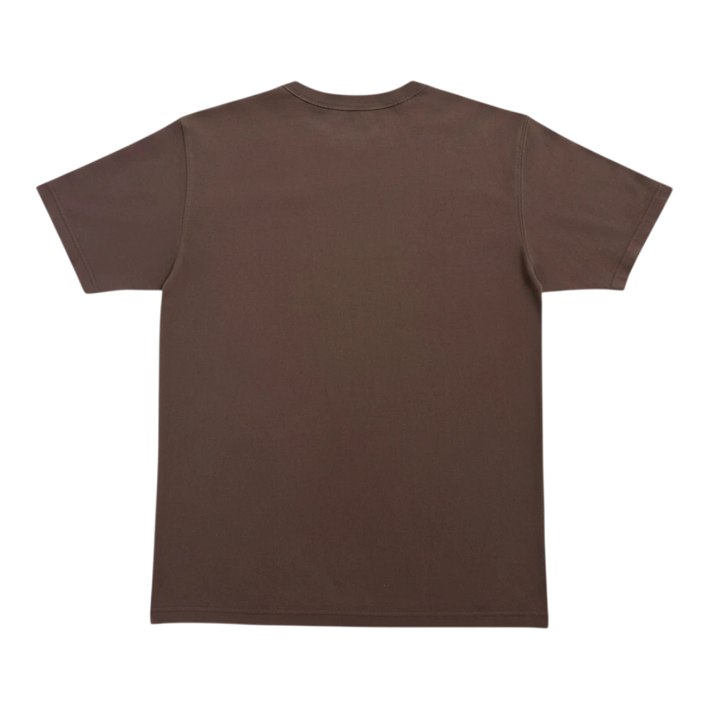 HypeSelection brown heavyweight cotton crew neck t-shirt for men, featuring a structured fit and reinforced collar.