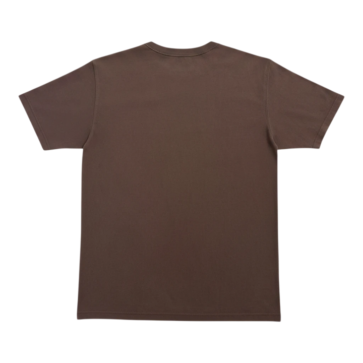 HypeSelection brown heavyweight cotton crew neck t-shirt for men, featuring a structured fit and reinforced collar.