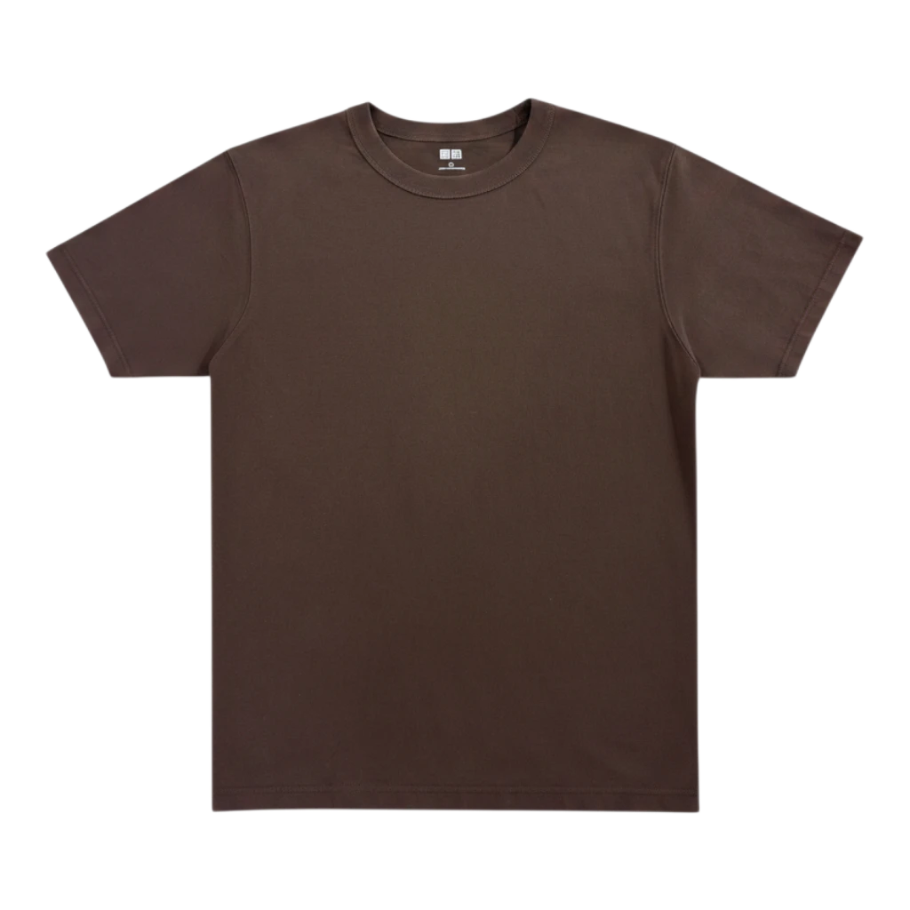HypeSelection Men's brown 100% heavyweight cotton crew neck t-shirt with reinforced collar and regular fit.
