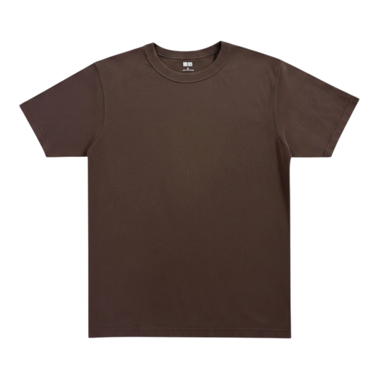 HypeSelection Men's brown 100% heavyweight cotton crew neck t-shirt with reinforced collar and regular fit.